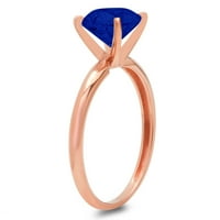 1.0ct кръгла ряза симулиран син сапфир 14k розово злато годишнина годежен пръстен размер 8.25