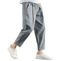 Мъжки потни панталони със странични джобове Мъжки пролет и летни ежедневни панталони Мъжки див памук и разхлабени панталони Корейски версия на панталоните на тенденцията Прав тръба