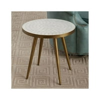 Maklaine Modern Modern Contemporary Marble Round End Table in White