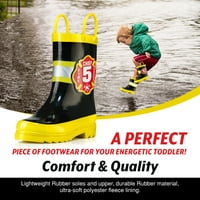Puddle Play Boys Black Fire Chief Cubber Rain Boots - Size Little Kid