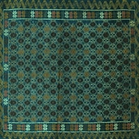 Ahgly Company Indoor Square Persian Turquoise Blue Traditional Area Cugs, 6 'квадрат