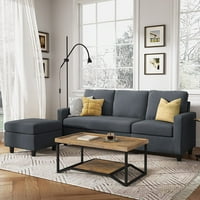 Конвертируем секционен диван L с форма на диван с обратим шезлонг диван диван за малко пространство тъмно сиво