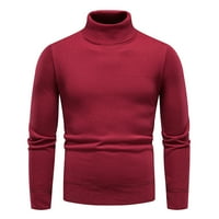 Стабилни качулки на хани за мъже Мъжки пуловер с висок пуловер с висок цвят плъзгащ се тънък пуловер с дъно червен L