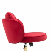 Стол на бюрото за домашен офис, стол за суета, модерен въртящ се фотьойл на фотьойл с регулируема височина, тапициран туфиран акцент компютърен стол за дома и офис работа или учене, червено