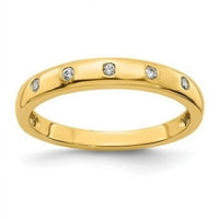 14k жълто злато 5 -каменна диамантен пръстен - размер 7