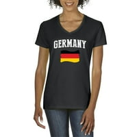 - Женска тениска с късо ръкав с V-образно деколте- знаме Германия