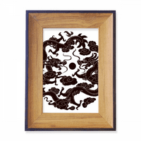 Две китайски дракон Animal Pearl Circle Photo Frame Explice Display Art Desktop Painting