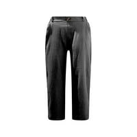 Oieyuz памучно бельо панталони за жени еластични високи панталони от каприс с джобни прави панталони