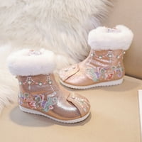 Обувки за малко дете топло зимно снежно бродирано отпечатано етнически стил памук есен и зимни ежедневни и удобни момичета обувки